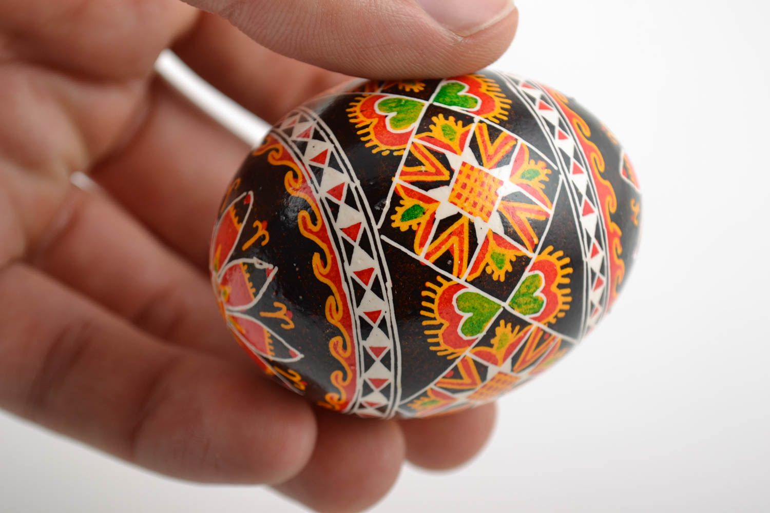 Homemade Easter egg decorative traditional pysanka with acrylic painting photo 2