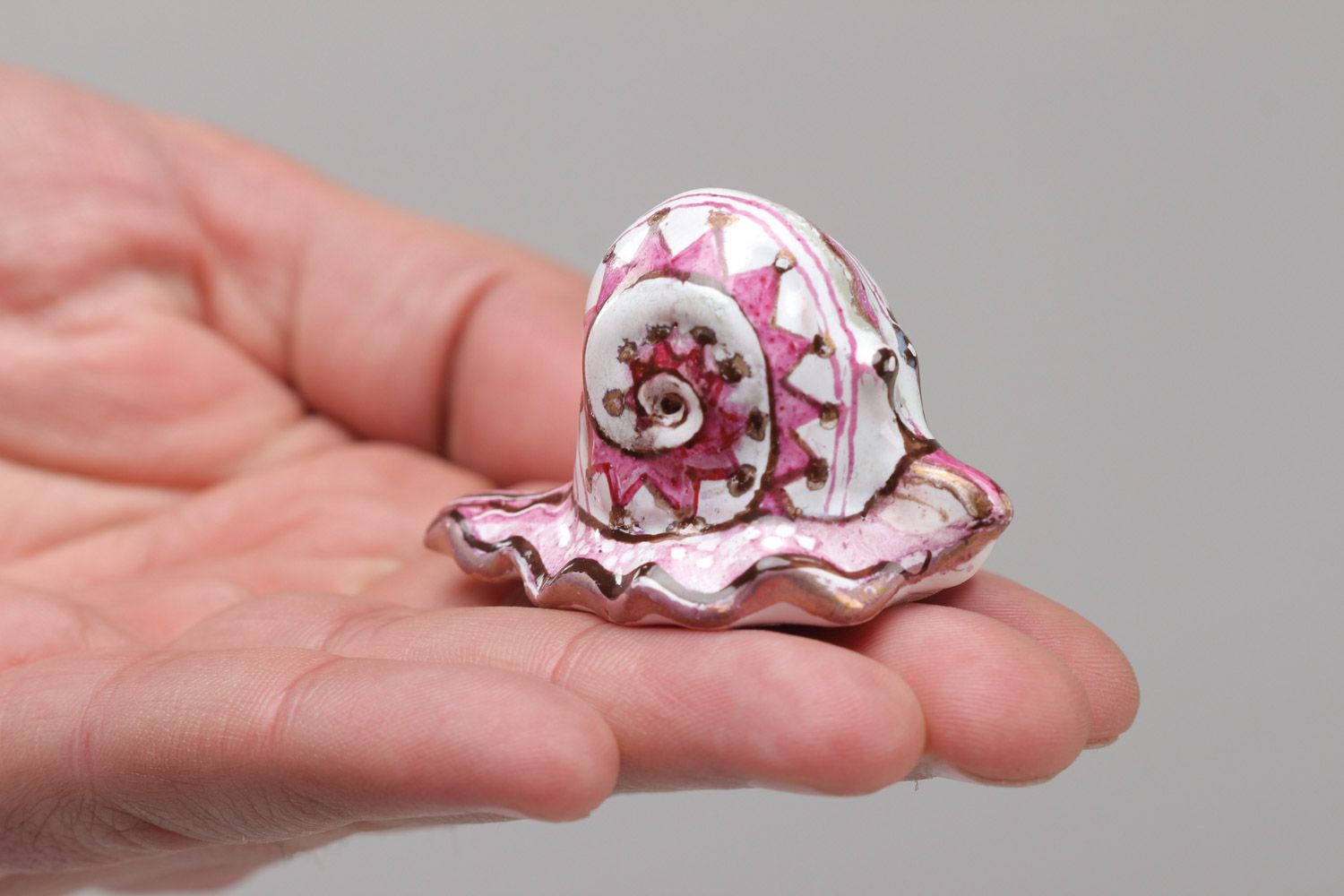 Декоративная керамическая улитка красивая крошечная фигурка ручной работы фото 5