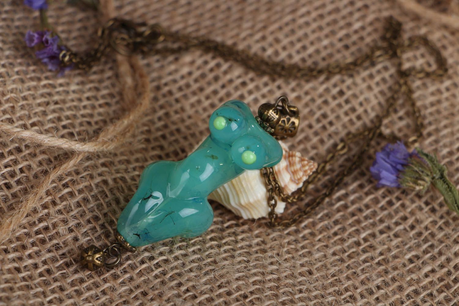 Glass pendant Goddess of the Sea Breeze photo 4