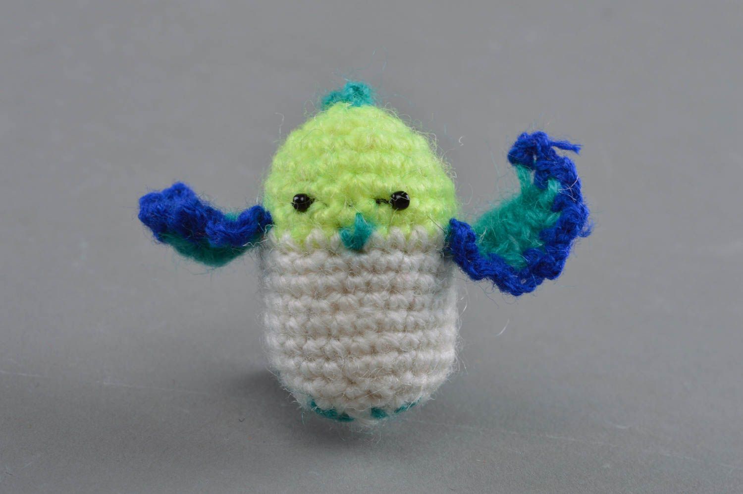Handmade toy titmouse made of wool colorful beautiful present for children photo 1
