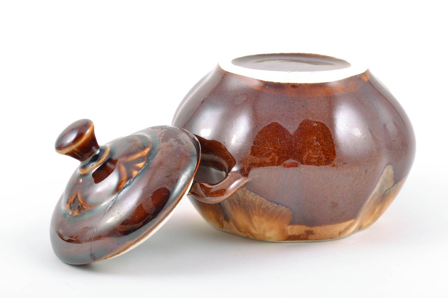 Handgemachte Keramik Zuckerdose in Form vom Kürbis 350 ml Ton Küchen Geschirr foto 4