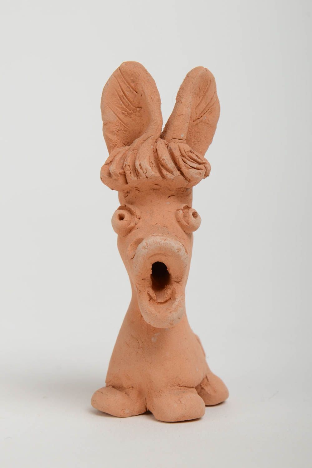 Смешная керамическая статуэтка ослика маленькая сувенирная фигурка ручной работы фото 2