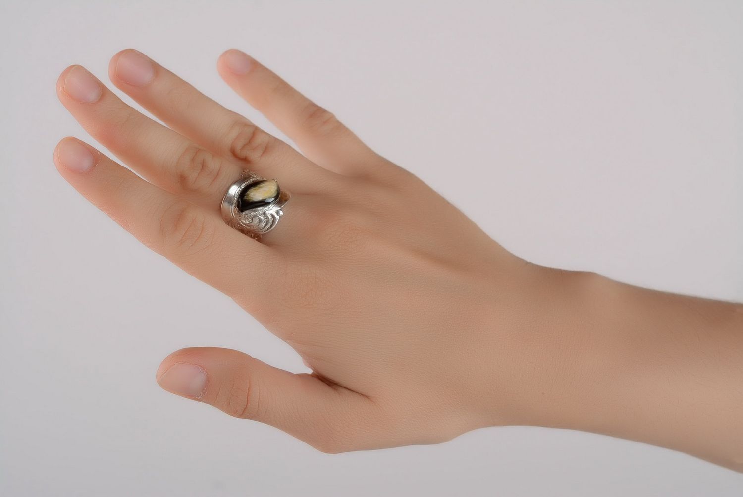 Wide silver ring photo 2
