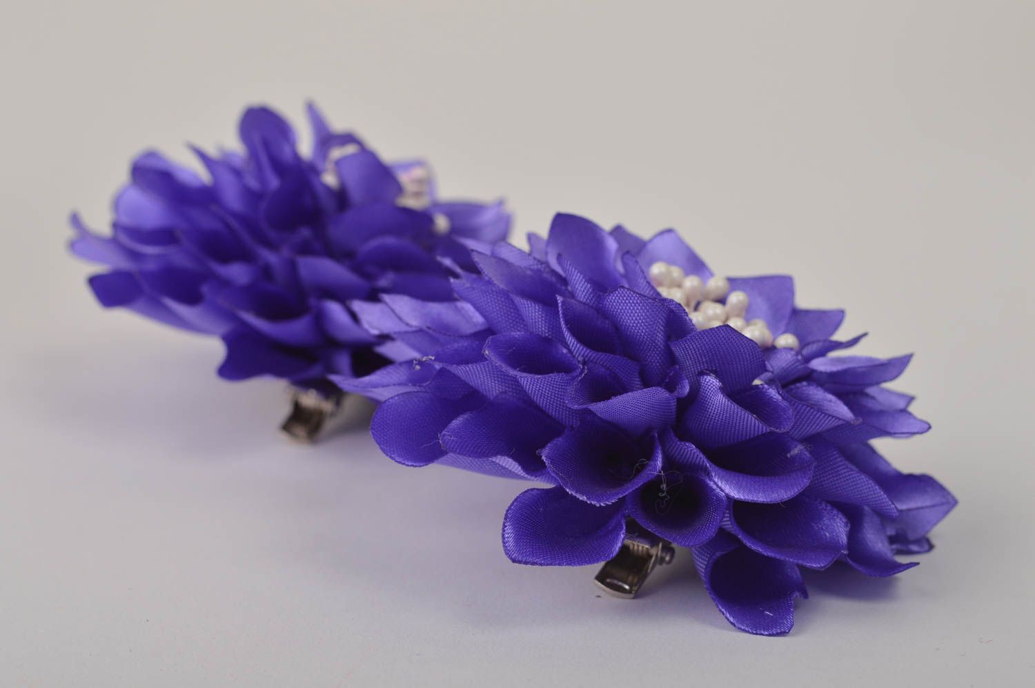 Handmade hair decorations jewelry set 2 flower hair clips flowers for hair photo 5
