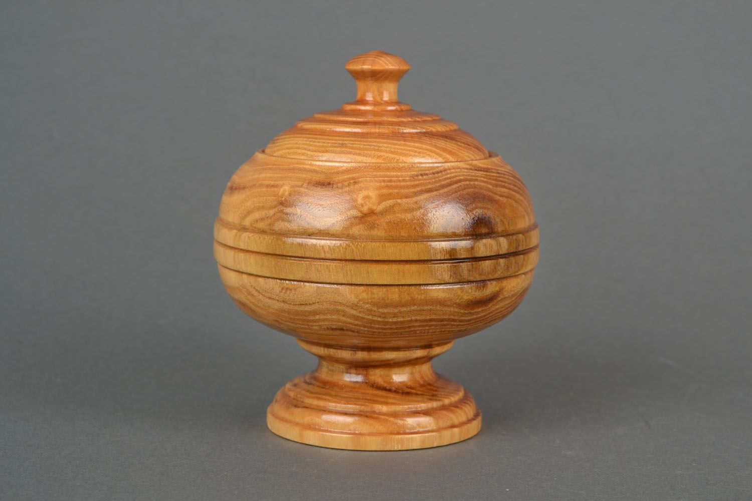 7 inches wooden table bowl vase on the stand with lid 1,4 lb photo 4