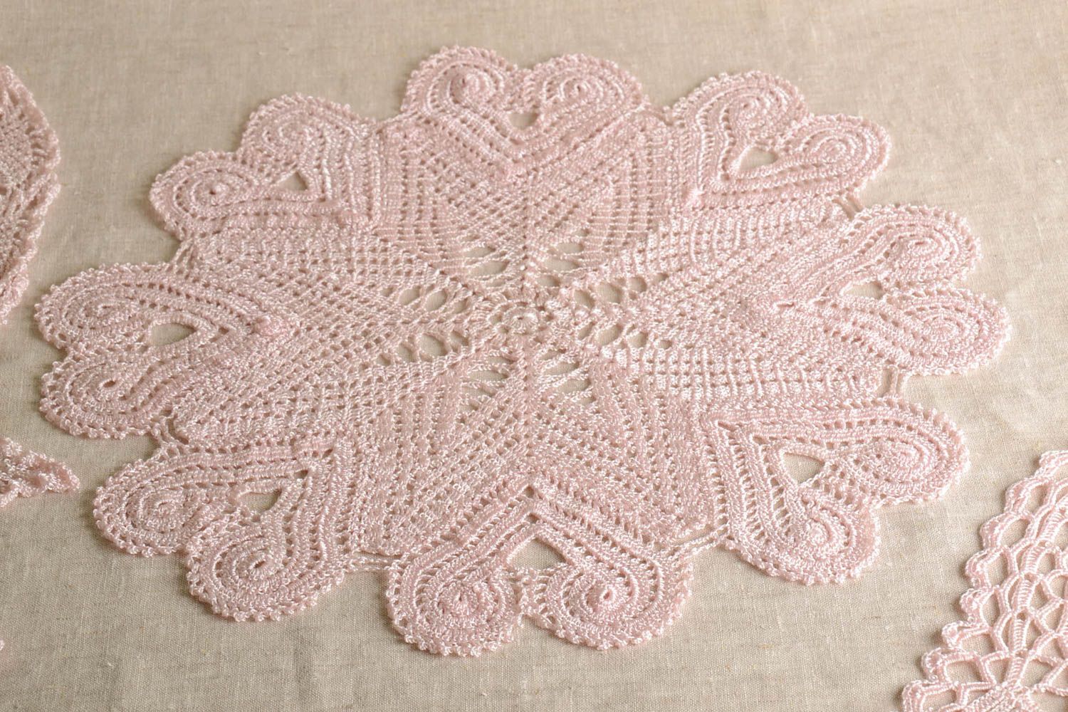 Handmade round decorative napkin designer unique hand-crocheted table cloth photo 1