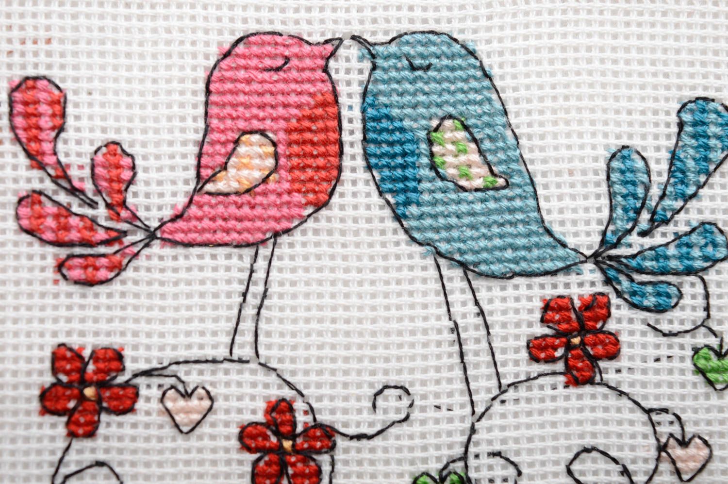 Notebook cover with cross stitch embroidery Birds photo 2