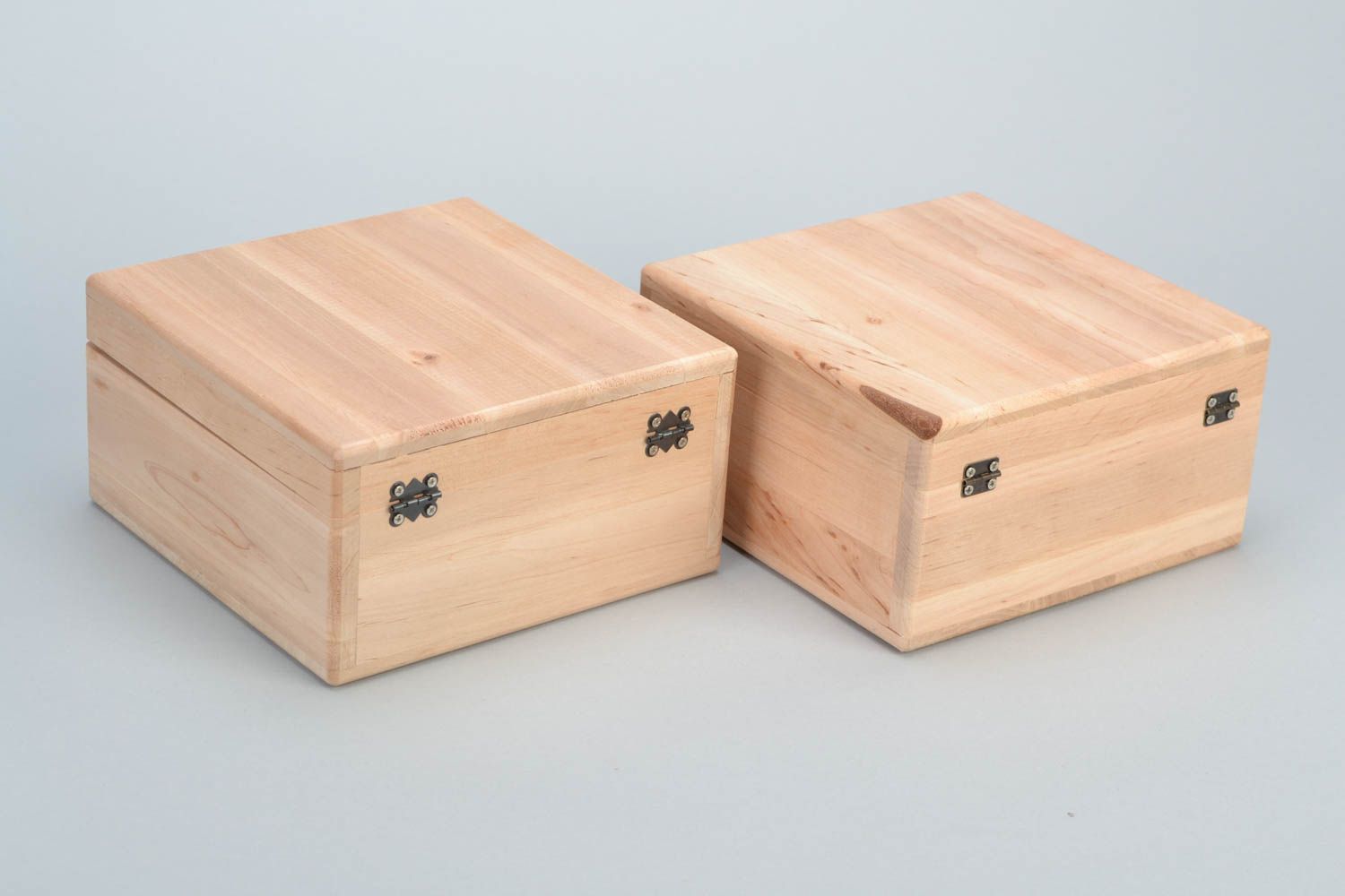 Set of 2 handmade small wooden jewelry boxes craft blanks for decoration  photo 5