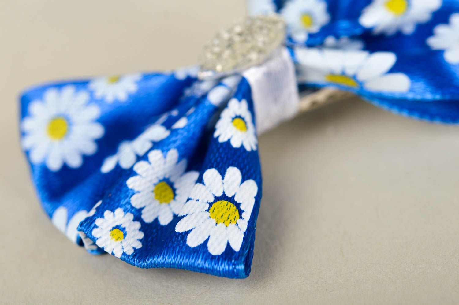 Barrettes noeuds faites main 2 Pinces cheveux bleues florales Cadeau pour fille photo 5
