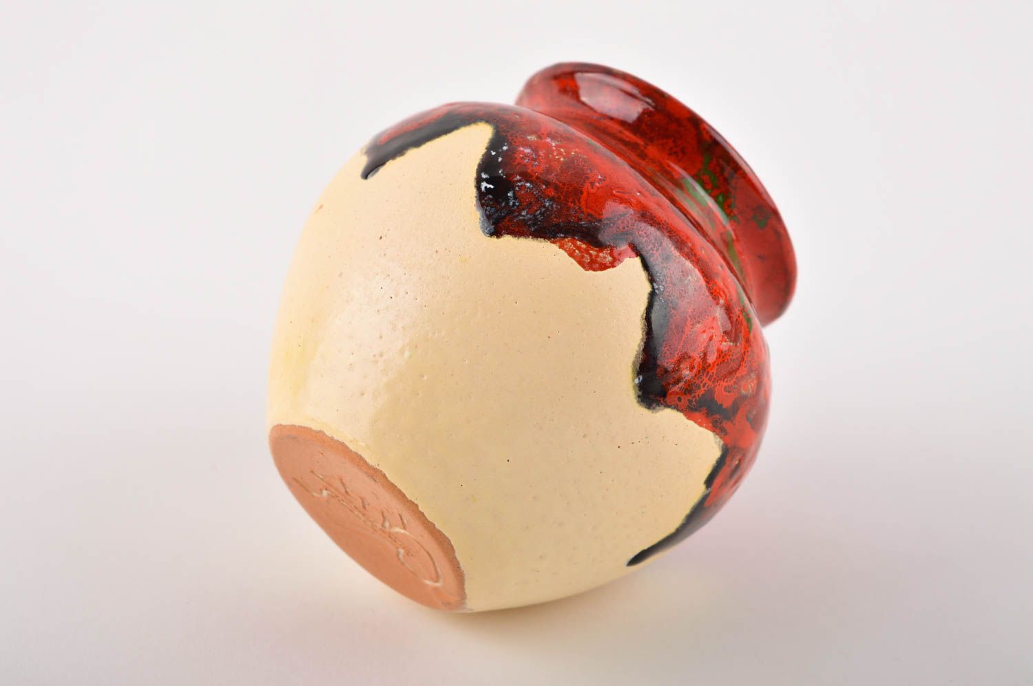 Handgemachte Keramik schöne Vase Haus Deko Idee originelles Geschenk rot foto 3