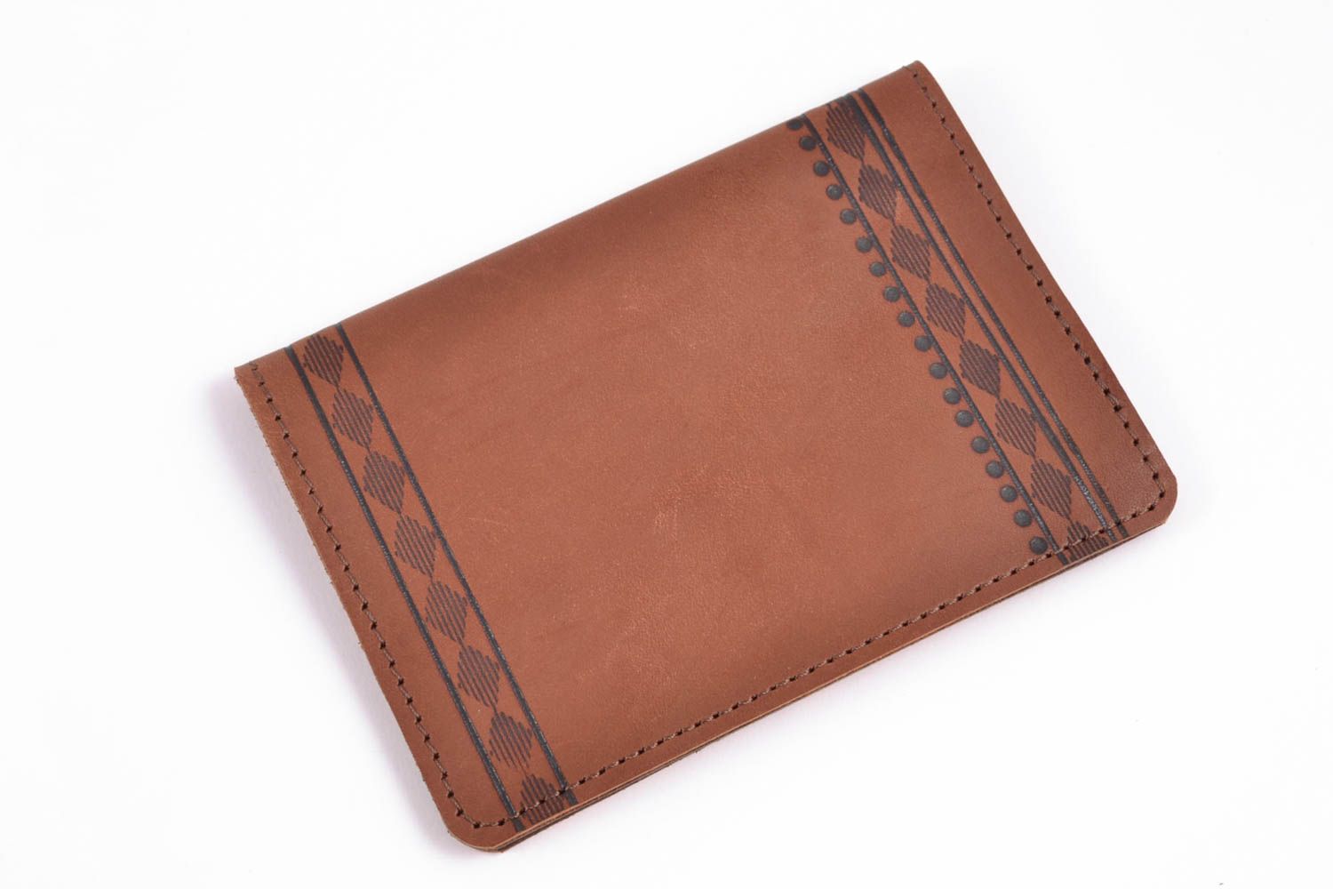 Leather passport cover with painting photo 4