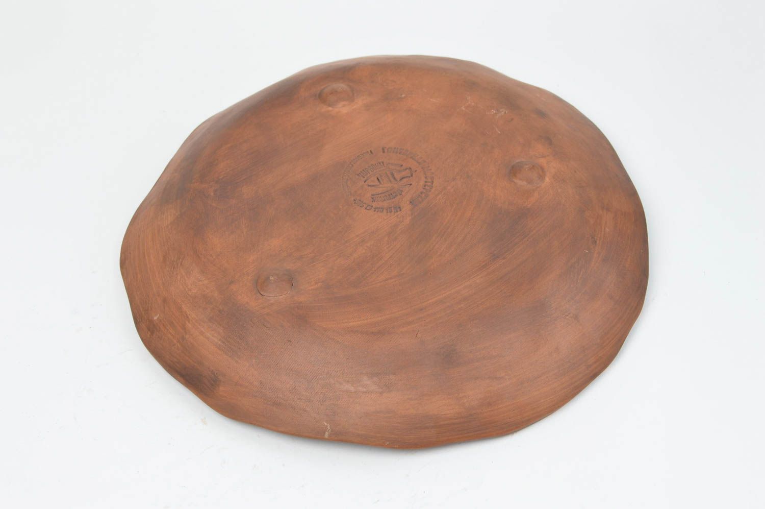 Керамическая тарелка для вторых блюд круглая глиняная посуда ручной работы фото 4