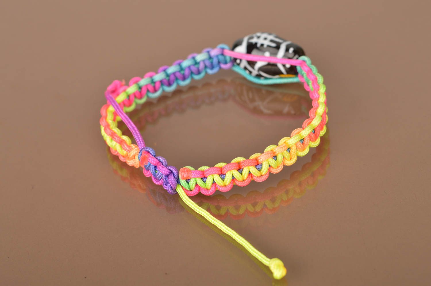 Bright handmade braided wax cord bracelet friendship bracelet designer jewelry photo 5