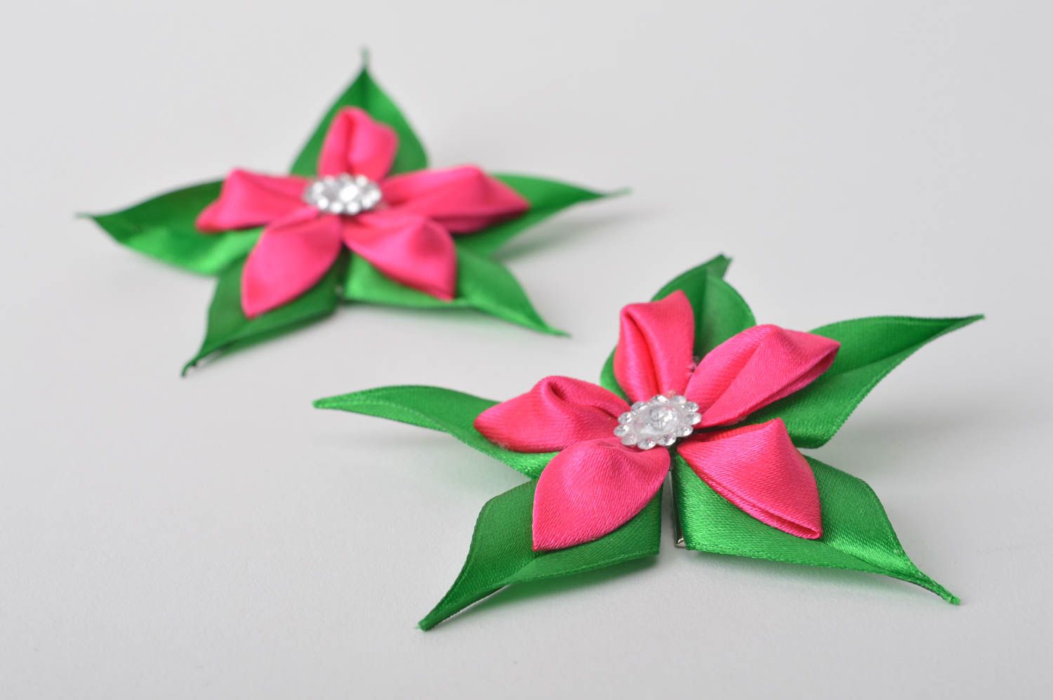 Handmade hair accessories jewelry set kanzashi flowers hair clips gifts for kids photo 5
