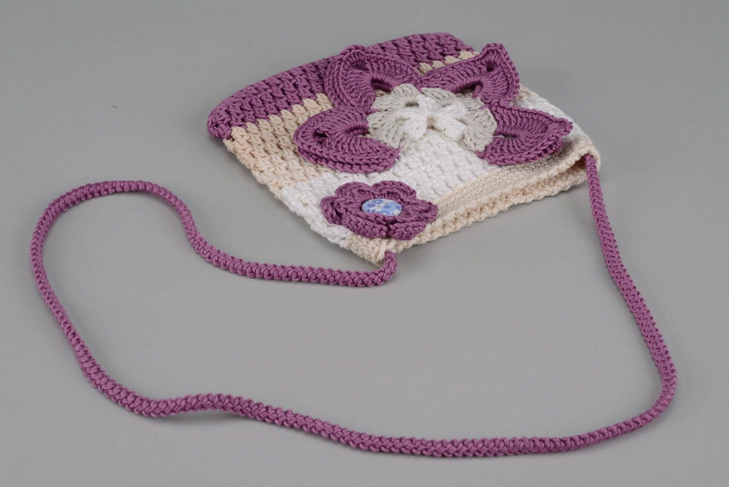 Sac Grande fleur tricoté au crochet pour enfant photo 3