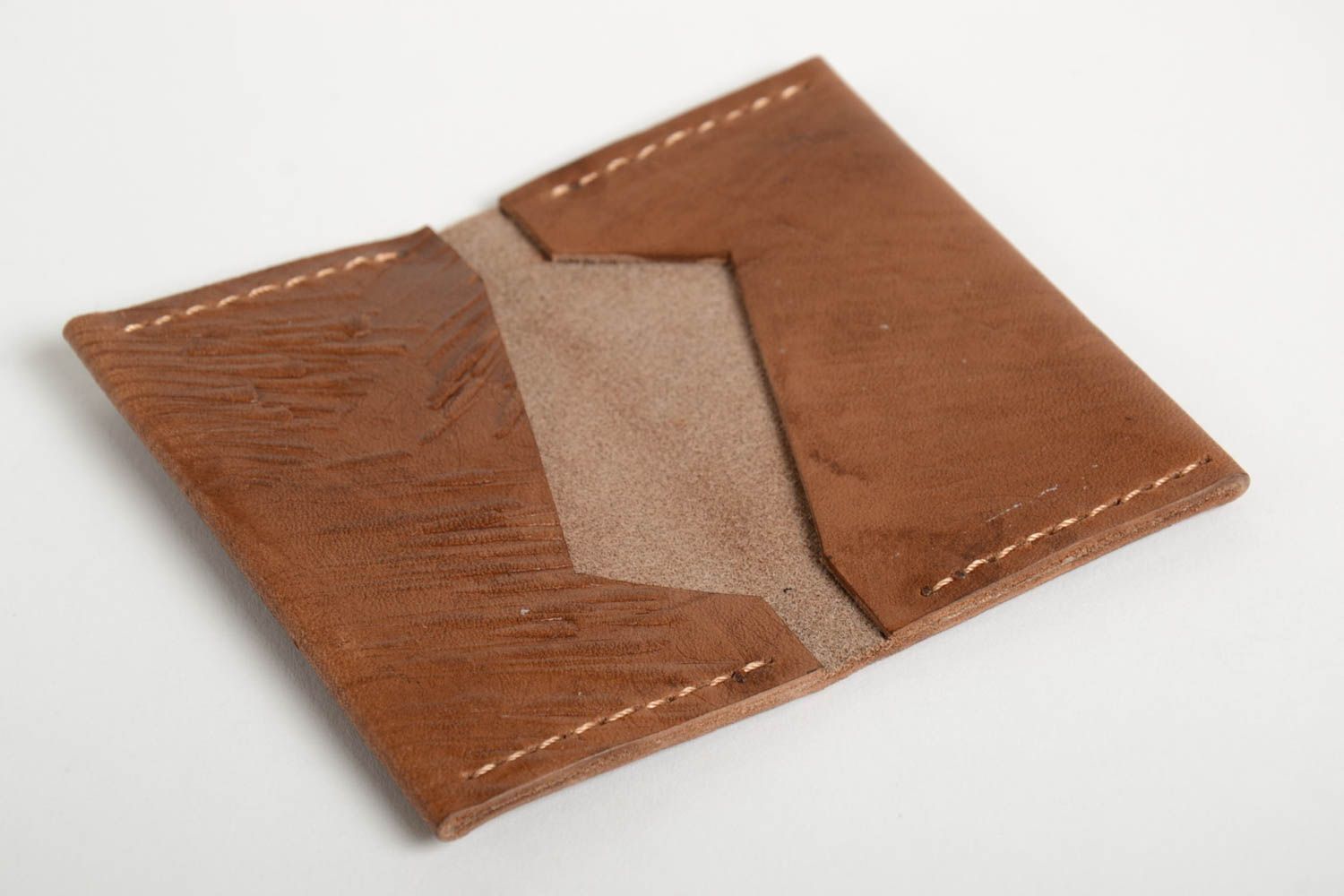 Handmade Leder Kartenetui Accessoires für Männer Halter für Visitenkarten braun foto 4