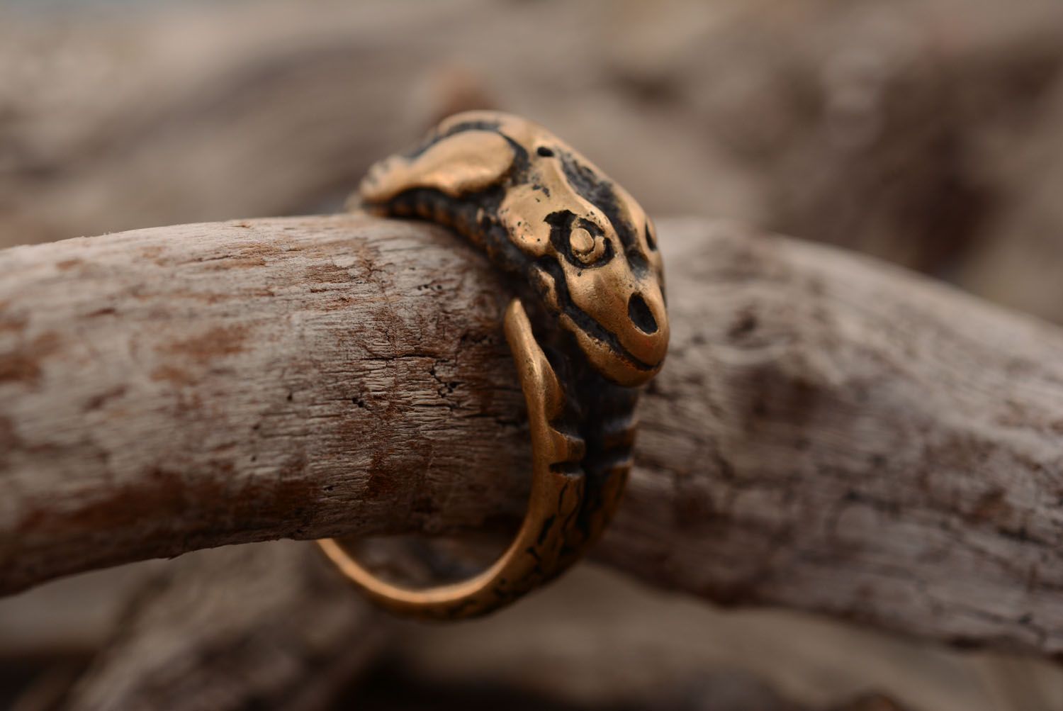 Открытое кольцо из бронзы Урабарос фото 1