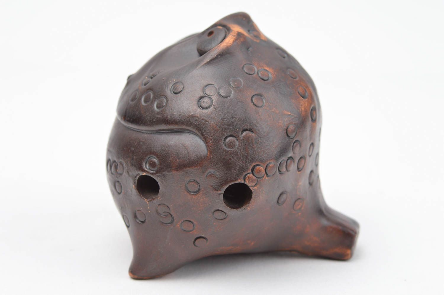 Silbato de barro hecho a mano figura de cerámica rana souvenir original foto 3