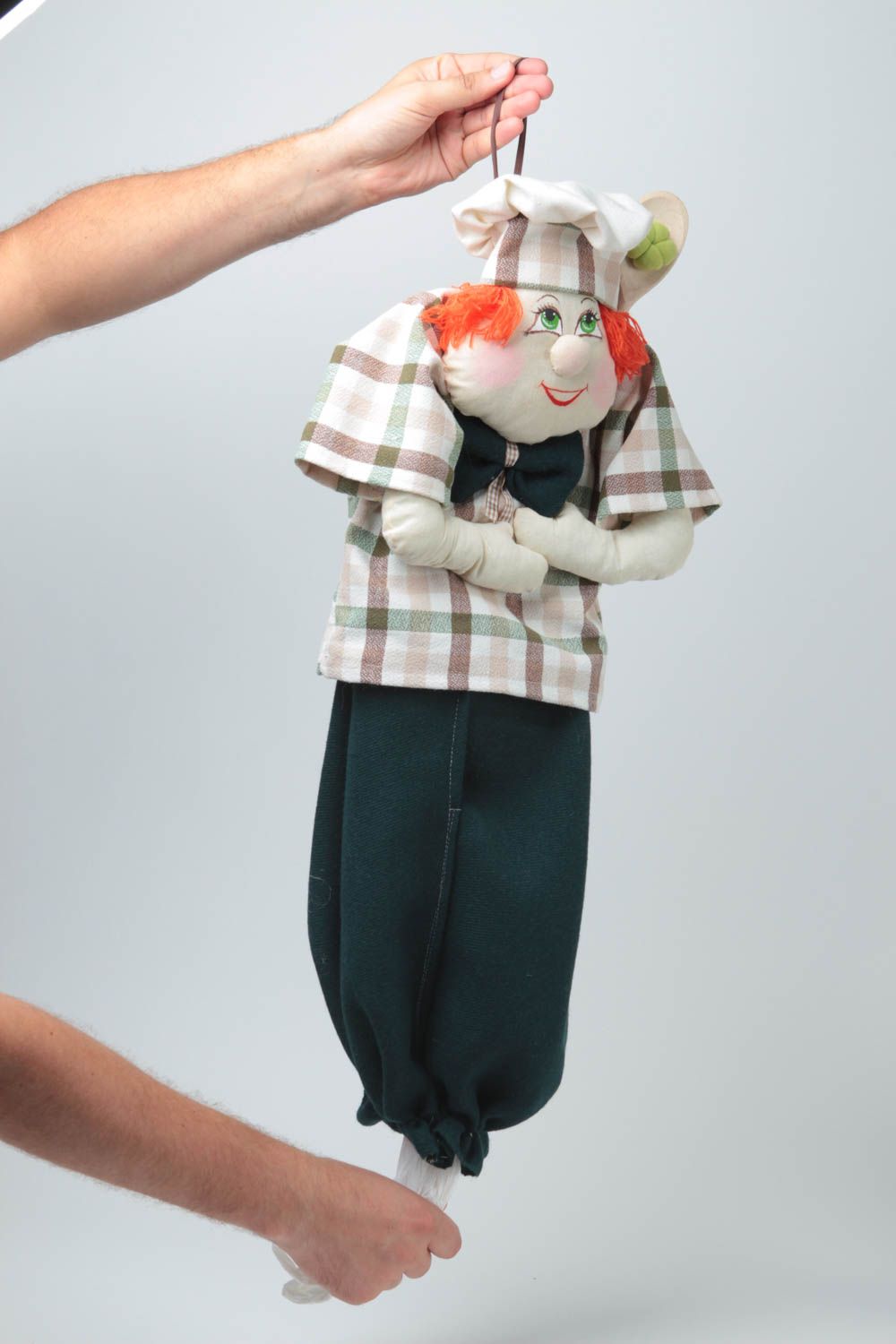 Muñeca guarda bolsas hecha a mano peluche decorativo accesorio para cocina foto 5