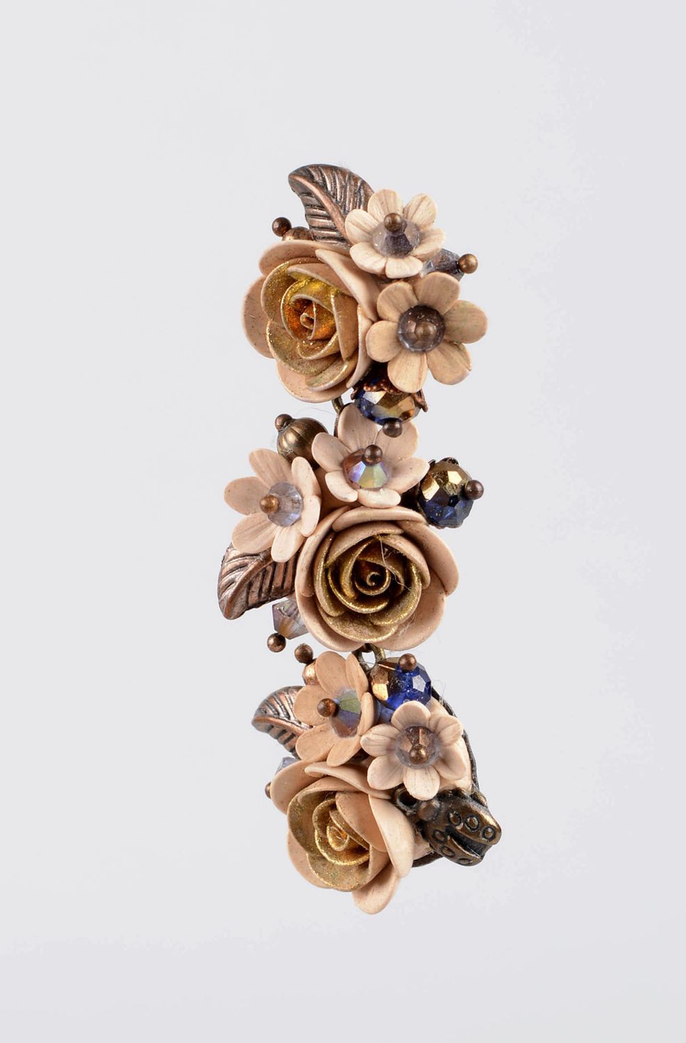 Effektvolle Blumen Ohrringe handmade Polymer Schmuck Ohrringe für Damen foto 2