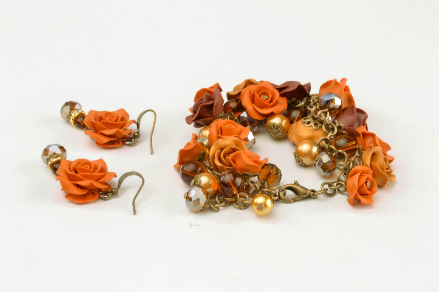 Homemade jewelry set Blossoming Terracotta photo 4