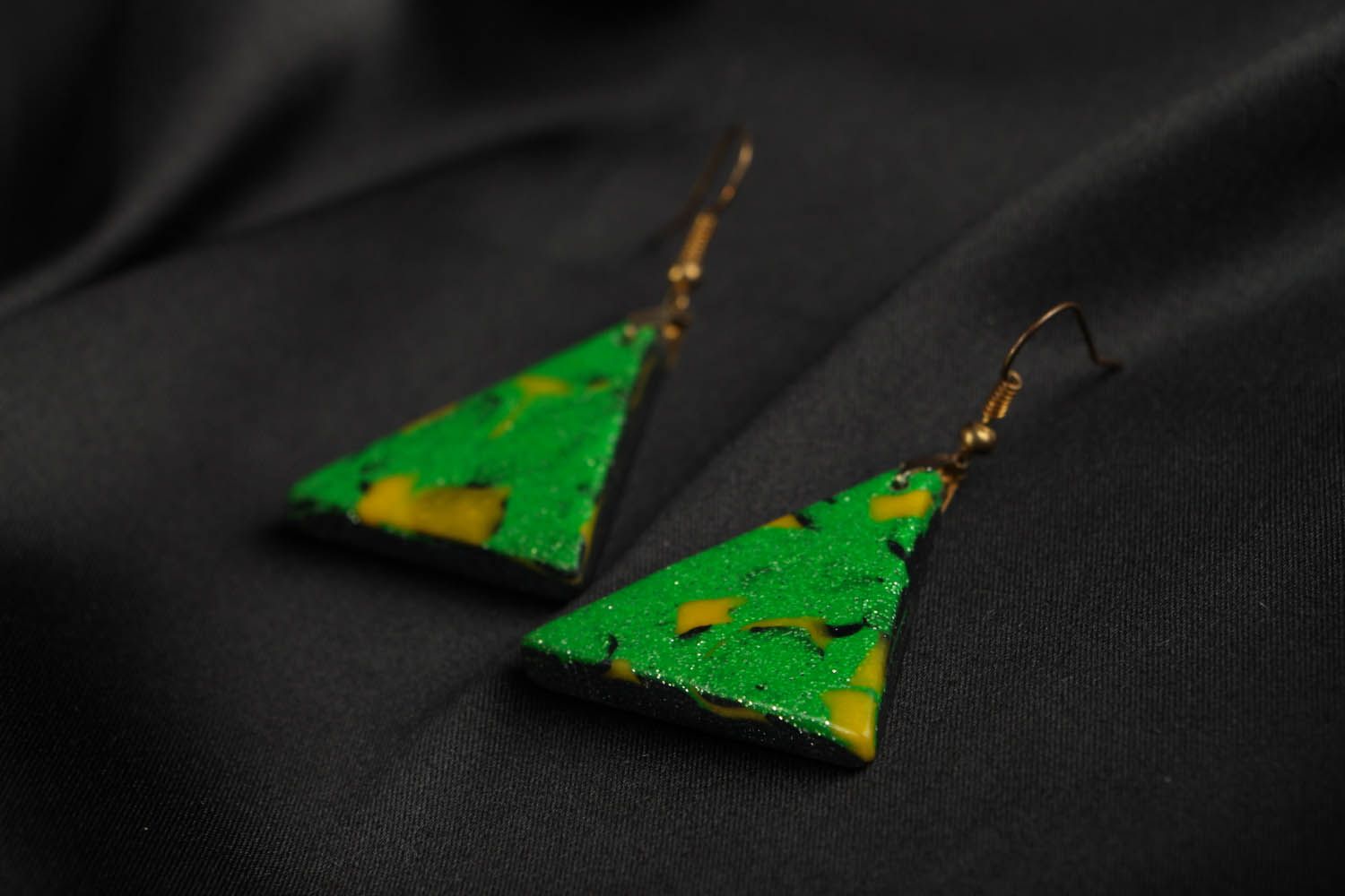 Earrings made ​​of polymer clay Triangles photo 2