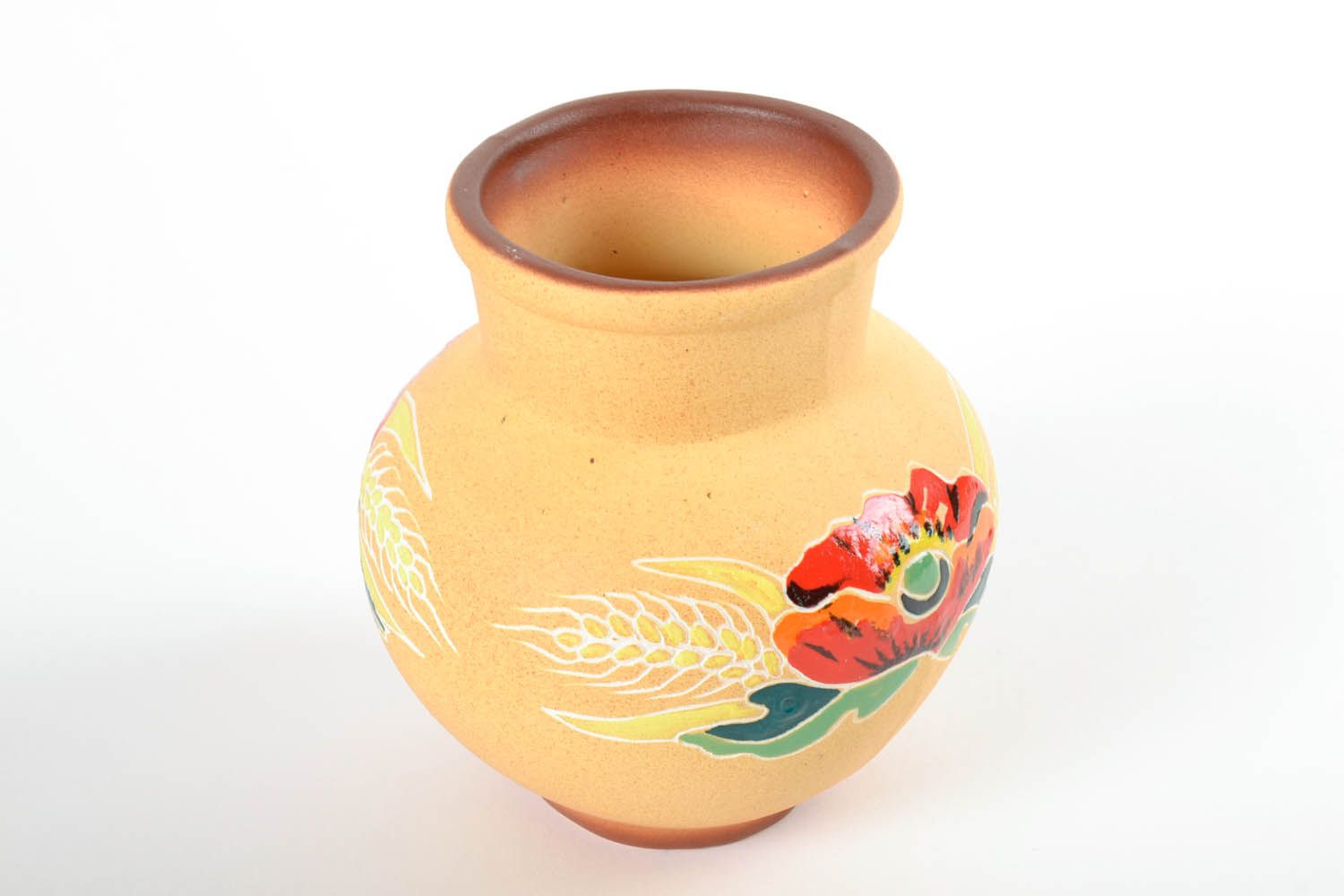 30 oz handmade ceramic milk jug with floral decoration 1,4 lb photo 4