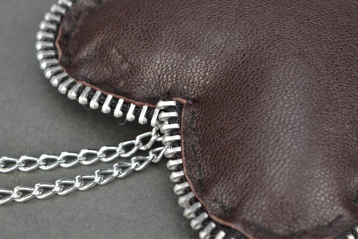 Handmade leather keychain Heart photo 3
