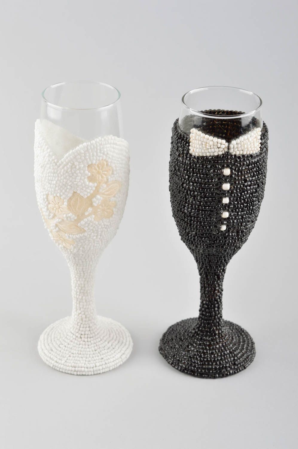 Beautiful handmade champagne glasses 2 pieces groom and bright stemware ideas photo 2