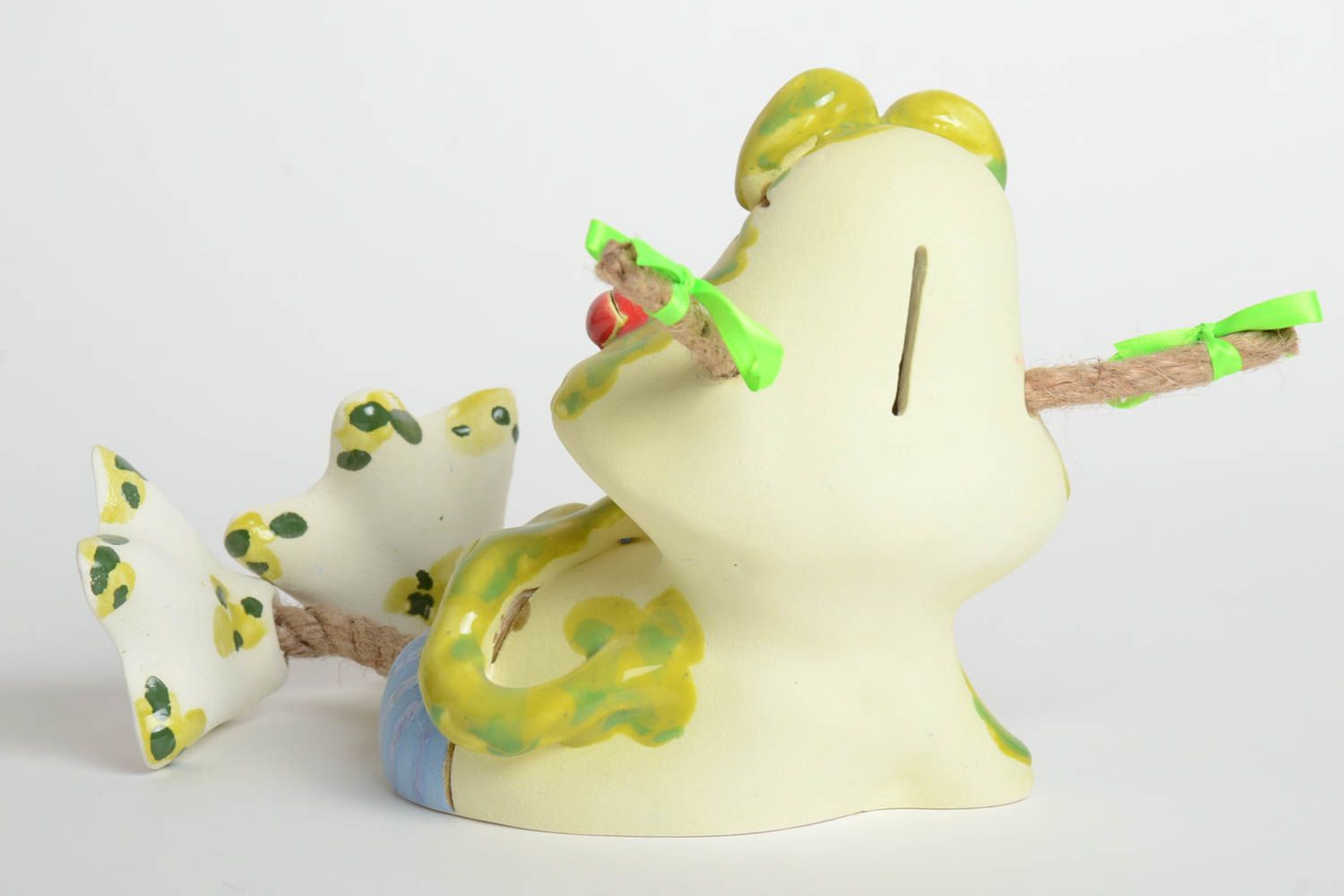 Handgemachte Keramik lustige Spardose Ton Deko Spardose Frosch hübsch  foto 5