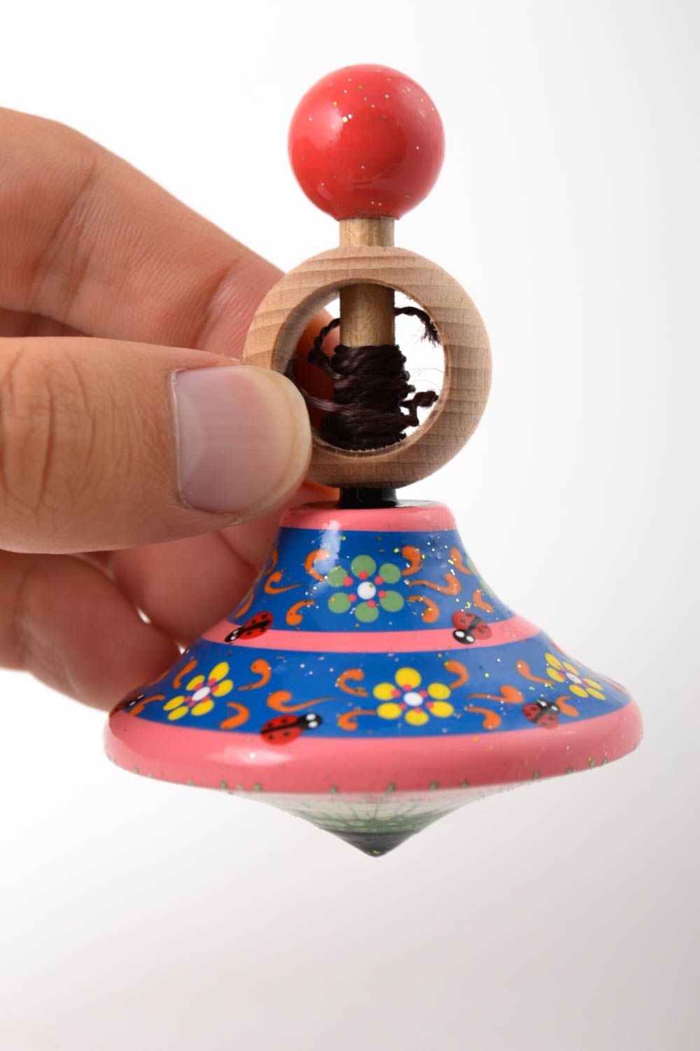 Spinning top toy for kids handmade wooden humming top developing toy best gift photo 5