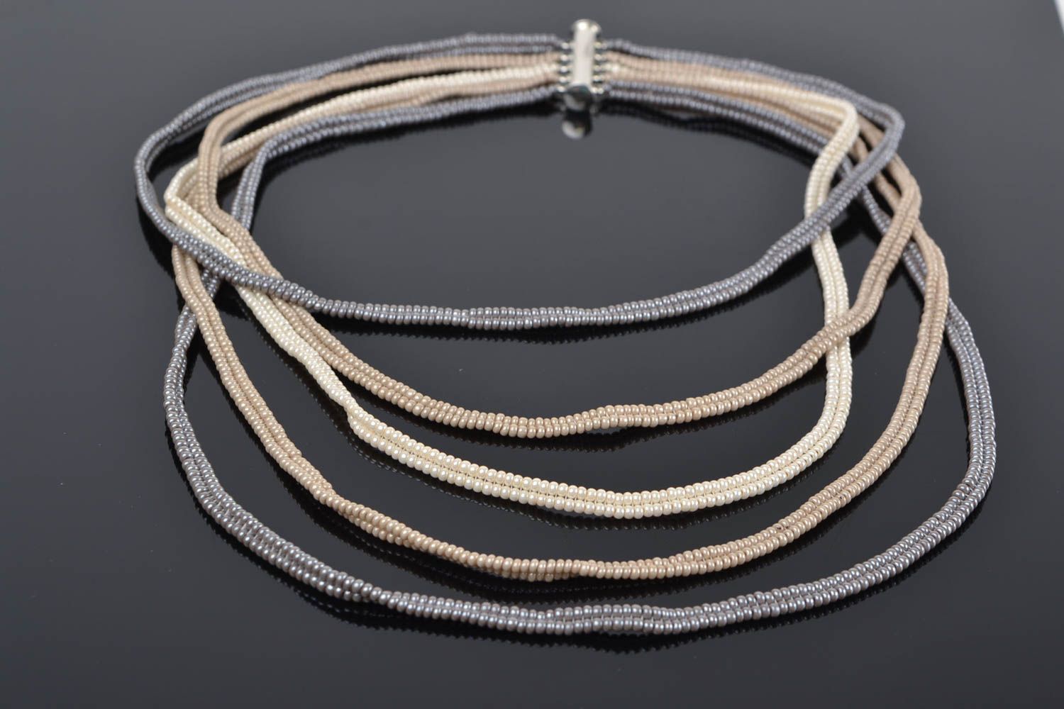 Seed beaded handmade necklace bijouterie designer braided jewelry accessories photo 1