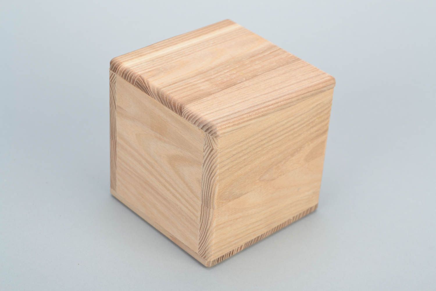Handmade natural wooden square jewelry box craft blank for creative work photo 3