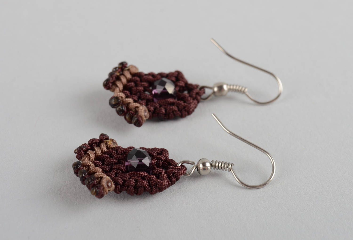 Handmade earrings beaded earrings knitted jewelry unusual gift designer earrings photo 4