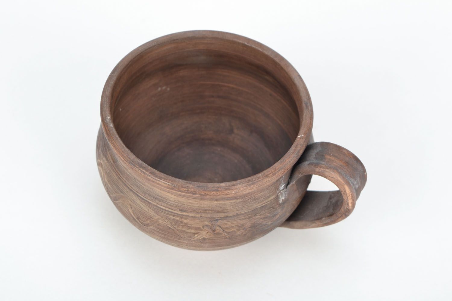 5 oz clay cup with handle and rustic pattern photo 5