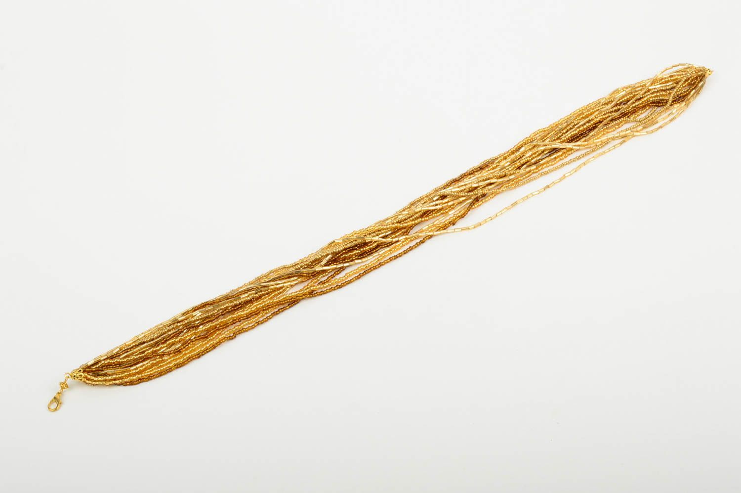 Колье из бисера украшение ручной работы ожерелье из бисера золото Эльдорадо фото 4