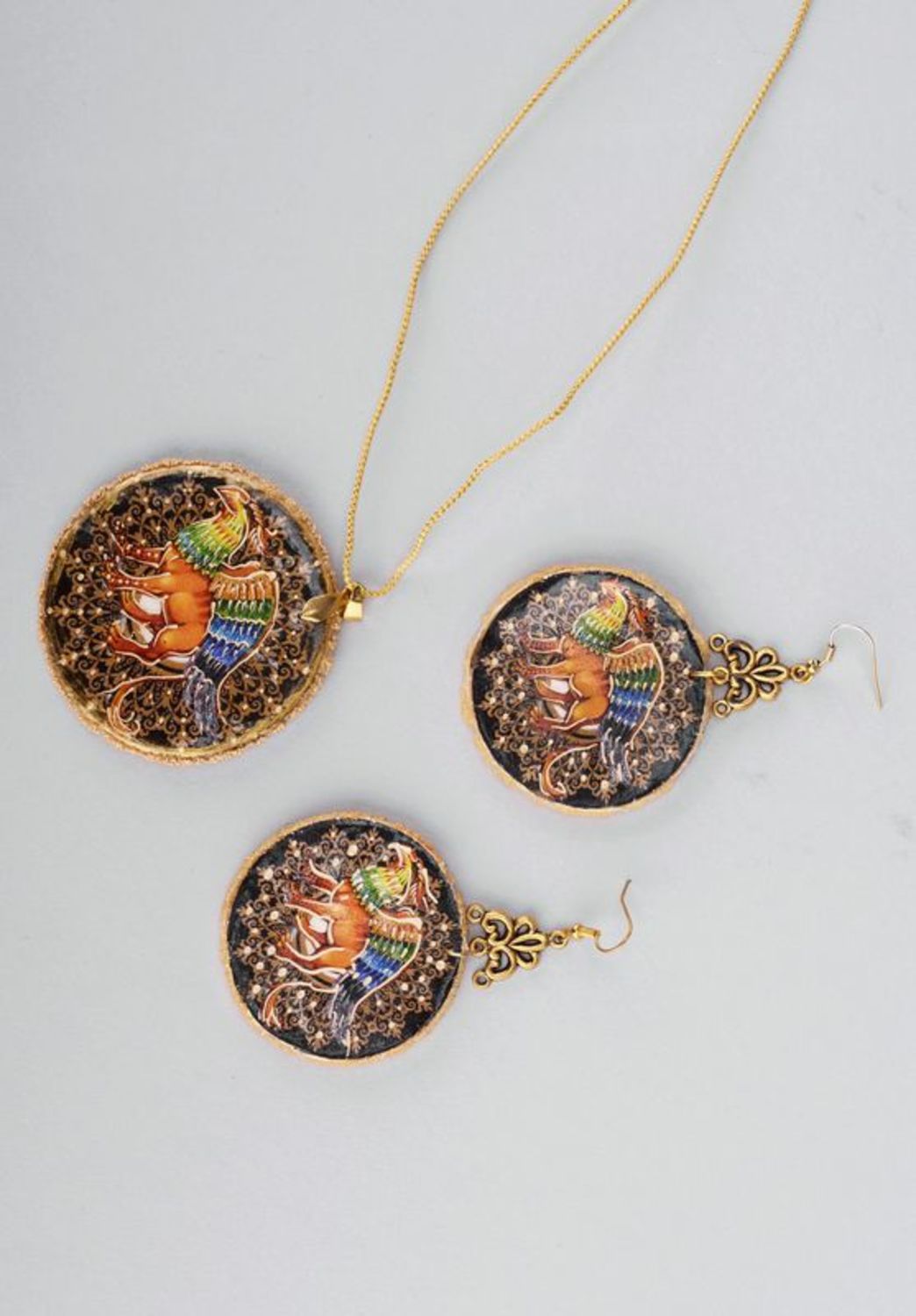 Jewelry set earrings+pendant Griffon photo 1