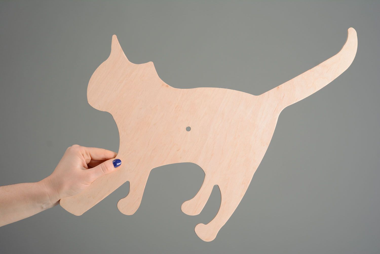 Plywood blank clock in the shape of cat photo 3