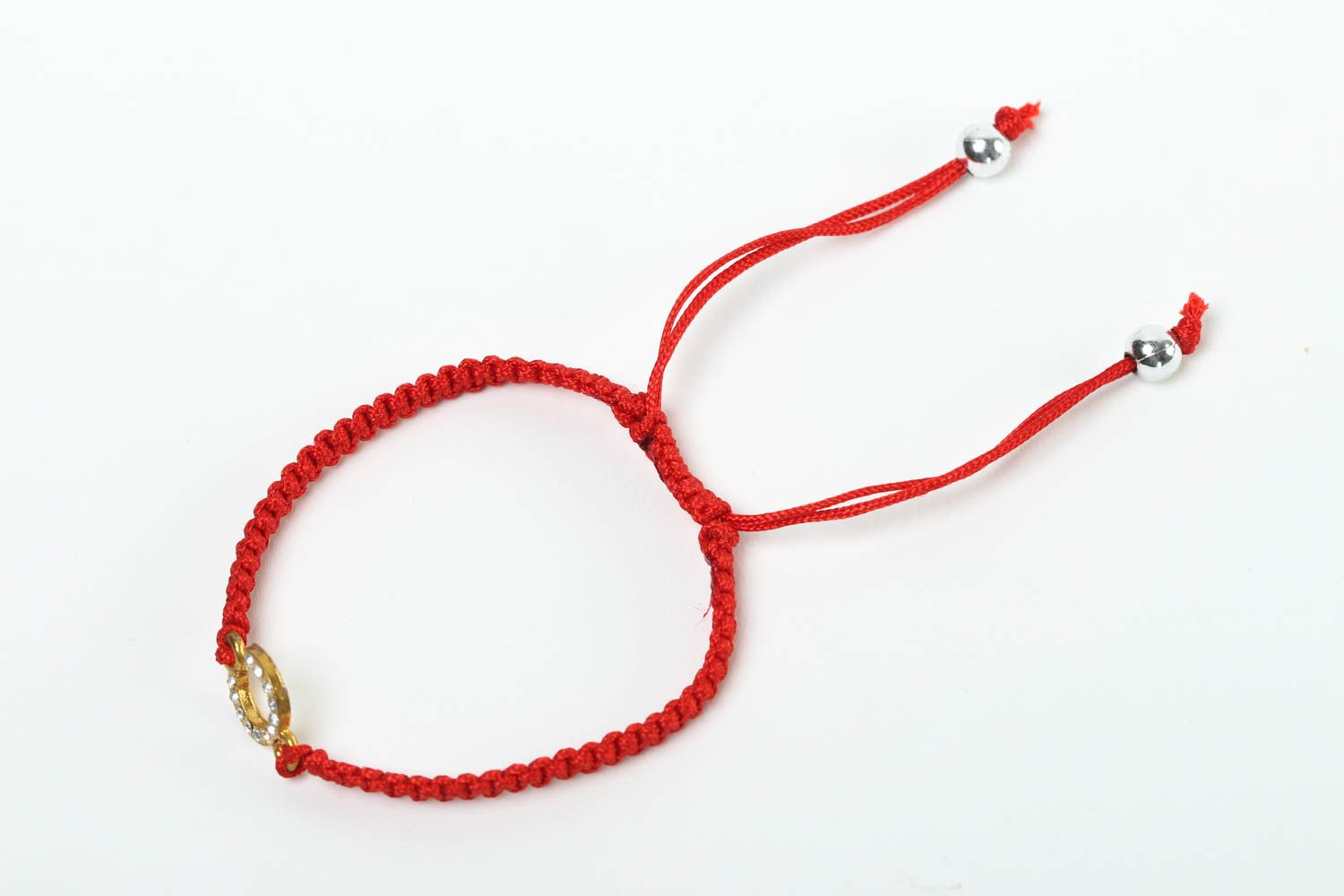 Bracelet textile Bijou fait main rouge design Accessoire femme original photo 2