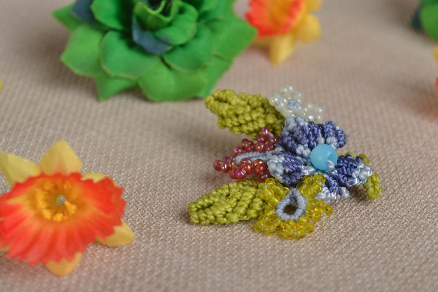 Beautiful handmade flower brooch jewelry brooch pin woven brooch gifts for her photo 1