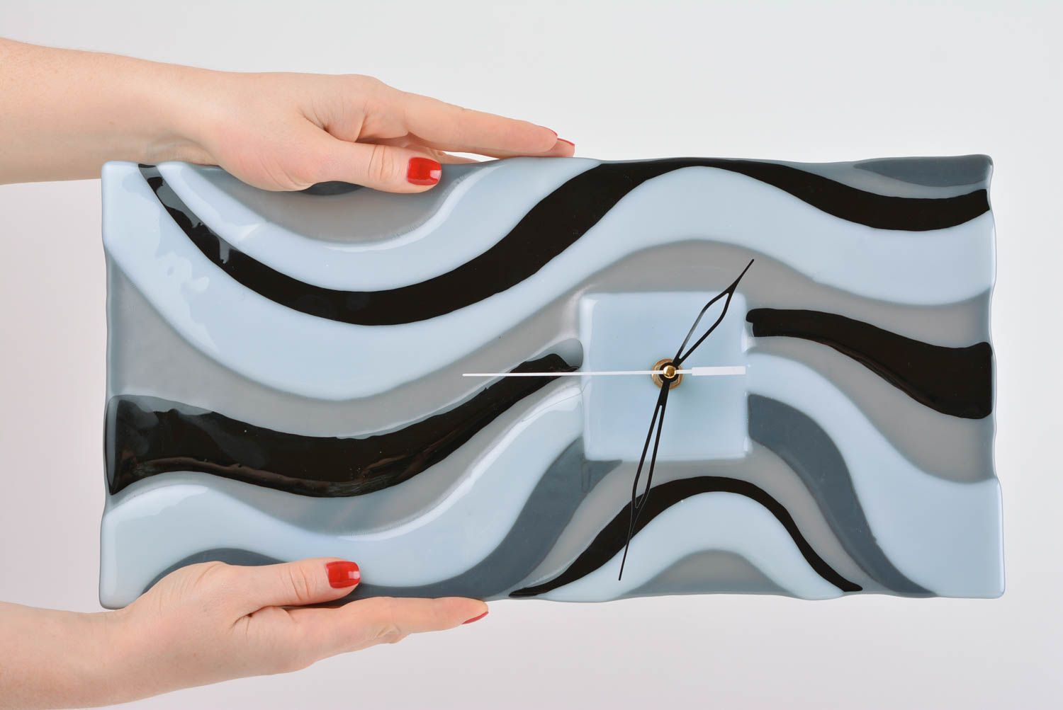Designer Uhr Wand handmade rechteckig Wanduhr aus Glas ungewöhnliche Uhr schön foto 3