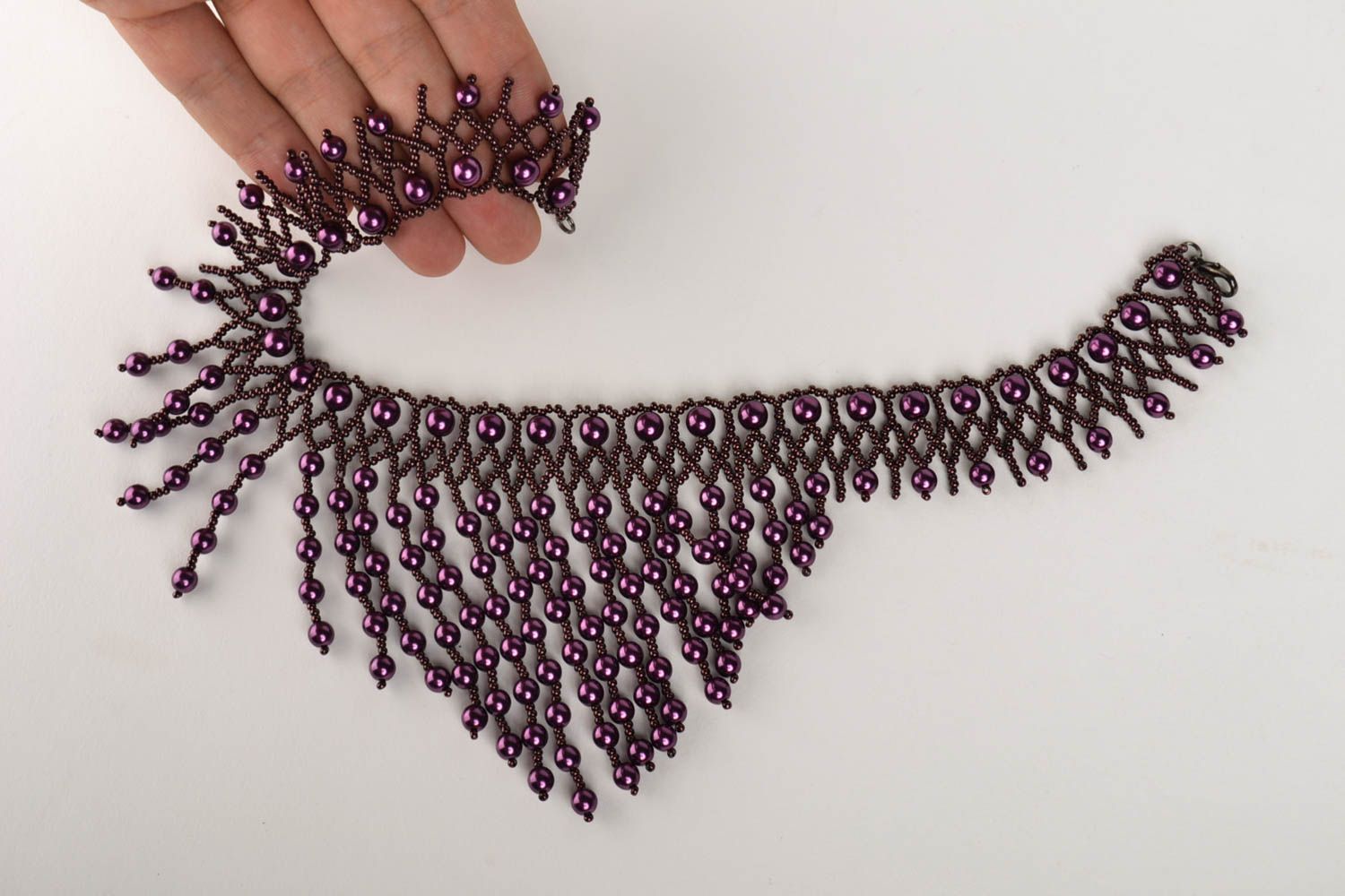 Handmade Halskette für Frauen Rocailles Kette Frauen Accessoire violett schön foto 5