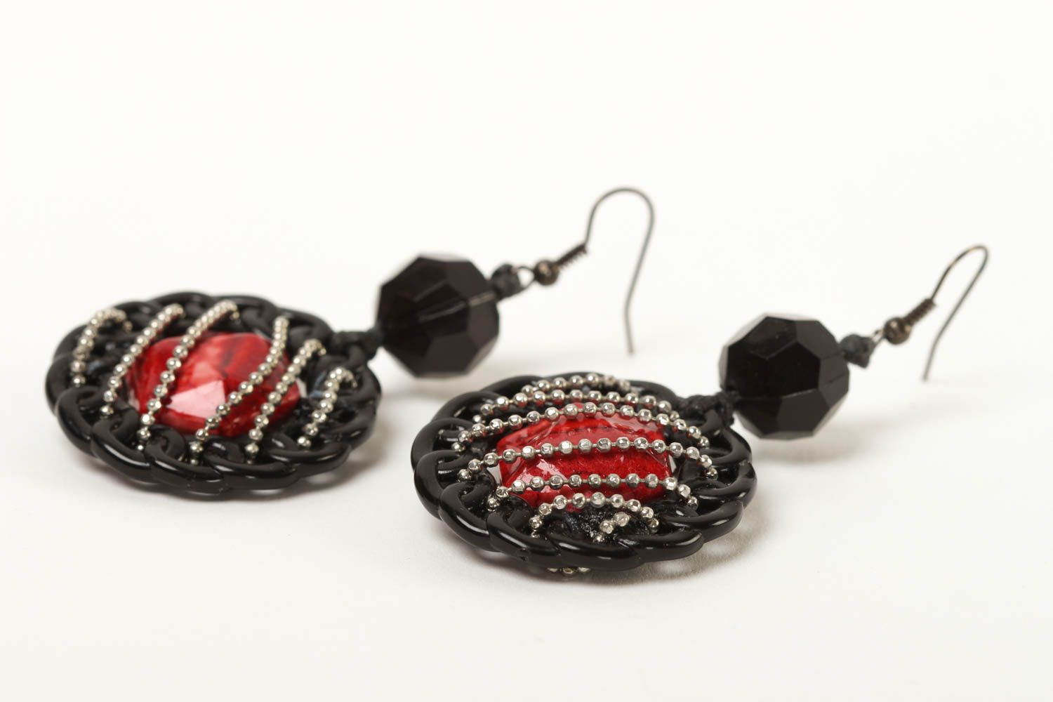Beautiful handmade plastic earrings dangle earrings artisan jewelry designs photo 3