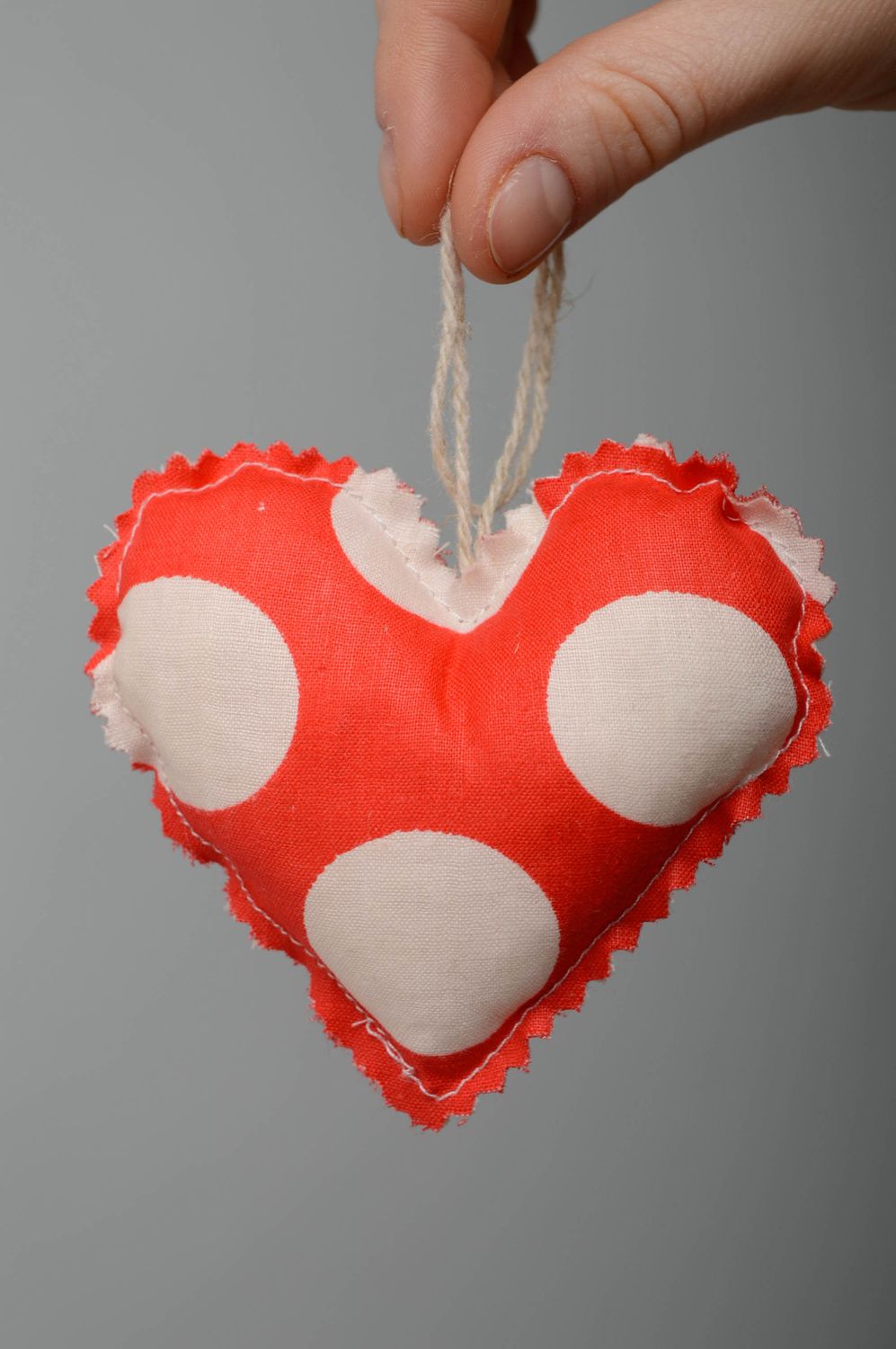 Handmade soft interior pendant Polka Dot Heart photo 3