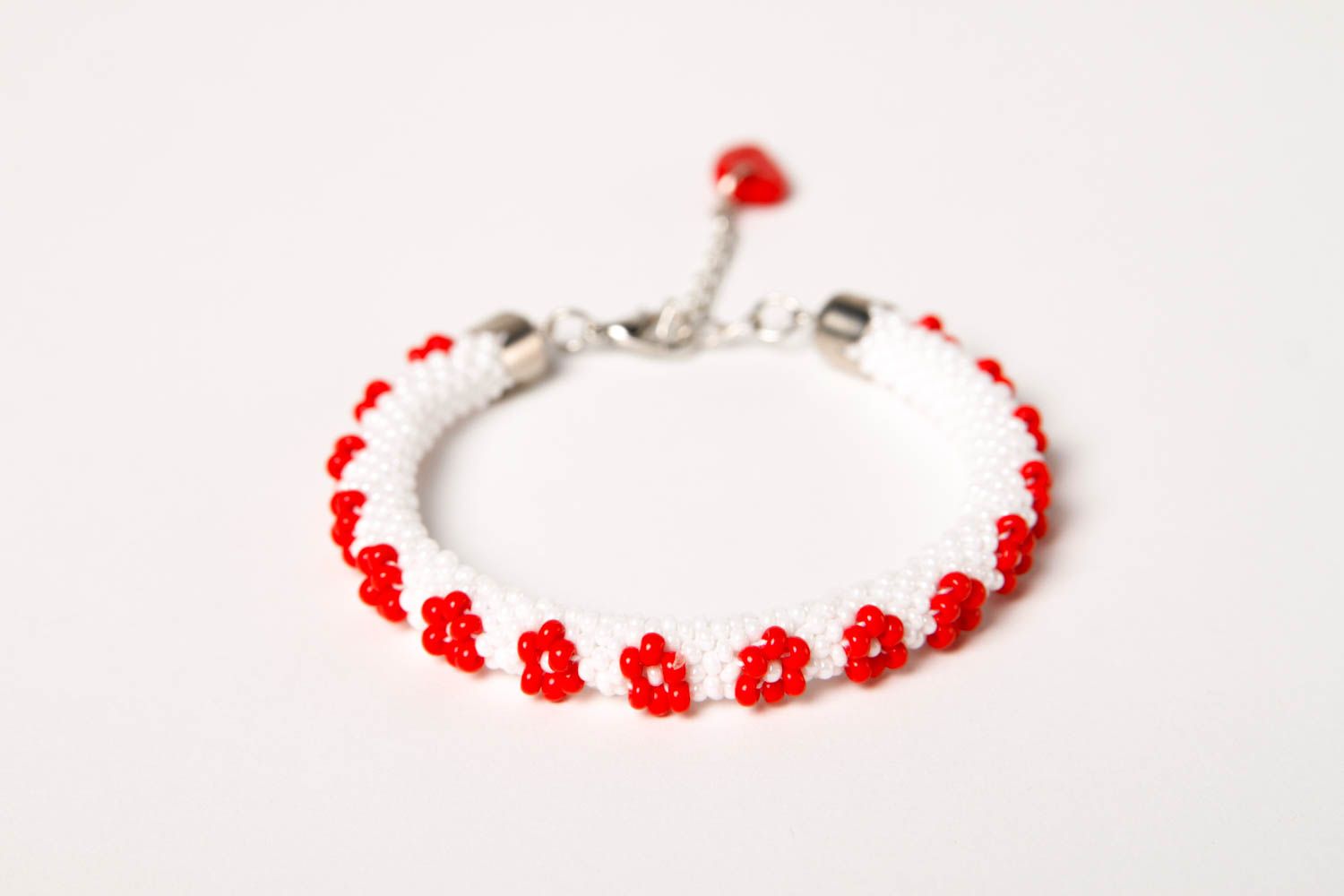 Handmade designer bracelet elegant beaded bracelet red cute accessory photo 3