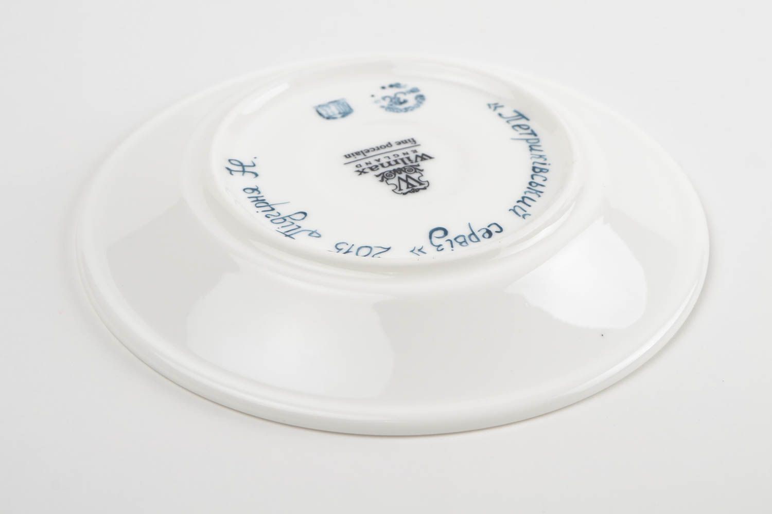 Керамическая тарелка ручной работы под чашку глиняная посуда с росписью фото 5