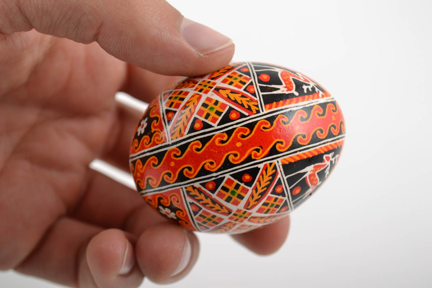 Beautiful homemade painted Easter egg with elks drawing photo 2