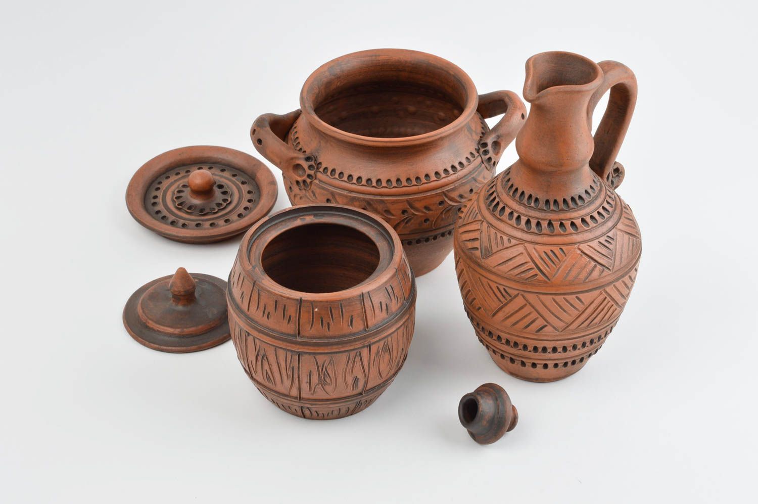 Keramik Krug handmade Topf aus Ton Deko für Küche Keramik Geschirr Set 3 Stück foto 2