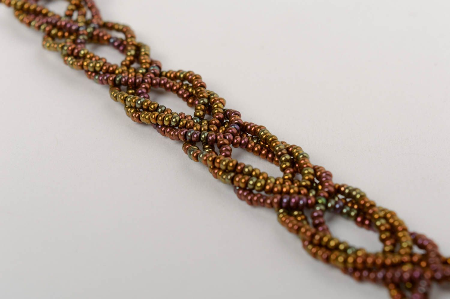 Bracelet en perles de rocailles fait main design original brun pour femme photo 4