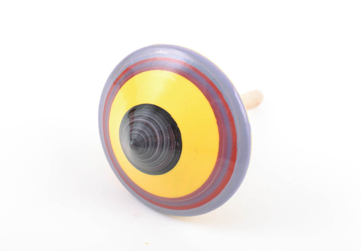 Handmade small childen's eco painted wooden toy spinning top photo 4